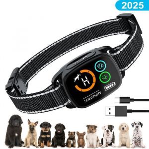 Collier Anti Aboiement Chien Automatique 3 Modes Son/Vibration/Vibration forte [Sans Choc] Détection Intelligente Étanche IP67