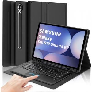 Clavier Samsung Galaxy Tab S10 Ultra 14.6 avec Pav&eacute; Tactile Fran&ccedil;ais AZERTY Coque Clavier Touchpad D&eacute;tachable Bluetooth Noir