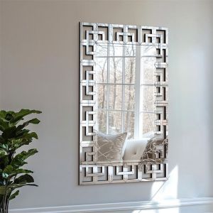 Grand Miroir Mural Décoration - Miroir Murale Rectangulaire avec Cadre Ligne - Miroir Suspendu Modern Déco pour Salon 100x70cm