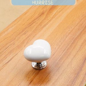 Tbest Poign&eacute;e de tiroir Bouton de porte en c&eacute;ramique en forme de c&oelig;ur poign&eacute;e de traction pour tiroir armoire moto kit Blanc S