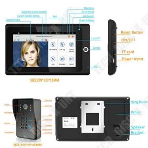 Interphone vidéo sans fil - TD® - 7 pouces - Vision nocturne IR - 2 moniteurs - WiFi 2.4G