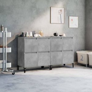 Lot de 2 Buffets-Bahut Salon-Meuble de Rangement gris béton 60x35x70 cm bois dingénierie SHL503386