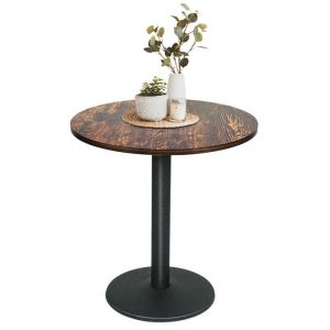 Marron 70cm Table &agrave; manger ronde  pour 2 &agrave; 4 personnes Table de caf&eacute; en bois et m&eacute;tal Table de bar ext&eacute;rieure et int&eacute;rieure