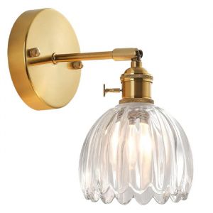 Diday R&eacute;tro Applique Murale Int&eacute;rieur avec Interrupteur Abat-jour en VerreLampe Murale Vintage Fleur Style Nordique pour Salon