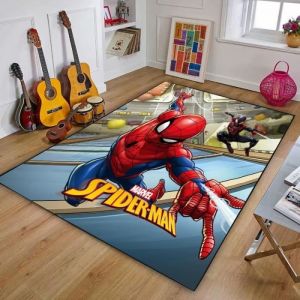 NVY-4694 Marvel &ndash; tapis de sol antid&eacute;rapant Spiderman pour salon salle de bain chambre &agrave; coucher imprim&eacute; Captain Americ