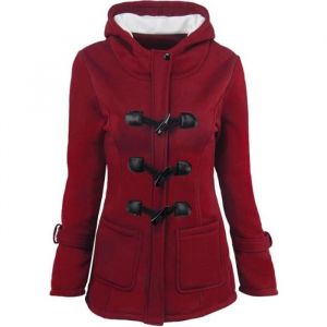 Manteau Femme de Marque mi-longue &agrave; capuche Manteau &eacute;paississant Manteau Femme Slim Duffle coat Femme