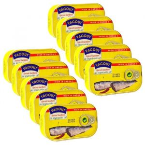 YACOUT - Lot 10x Sardines piment&eacute;es &agrave; lhuile - Conserve 125g