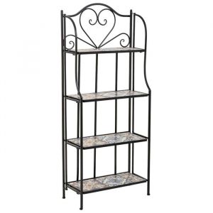 &Eacute;tag&egrave;re en mosa&iuml;que et fer forg&eacute; noire