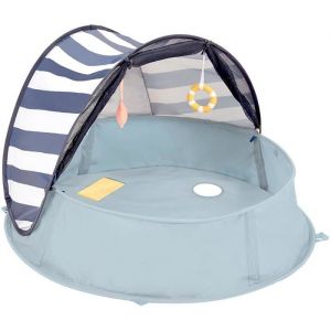 4 en 1 Aire de Jeux Piscine et Tente Anti-UV FPS 50+ pour bébé Moustiquaire et Auvent rabattables Bleu