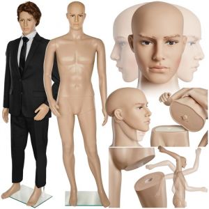 MANNEQUIN - TECTAKE - Mannequin Homme de Vitrine à Tête pivotante et inclinable en Plastique 185 cm
