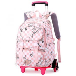 Cartable &agrave; roulettes pour fille/gar&ccedil;on avec 6 roues sac &agrave; dos d&eacute;colier avec roulettespour l&eacute;cole et les voyages
