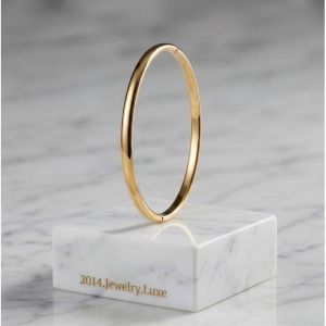 Bracelet - Jonc - Rigide - Plaqu&eacute; Or Jaune 750/1000 - &Eacute;paisseur 4 mm - 64 mm - Femme