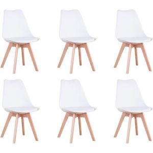 BenyLed Lot de 6 Chaises de Salle à Manger de Style Tulipe Design Scandinave Blanc