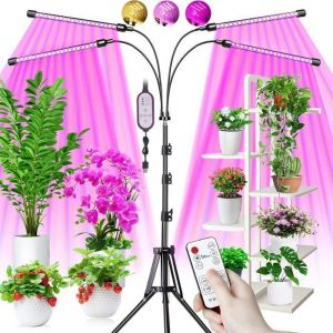 Lampe de Plante Lampe de Croissance avec Trépied 80 LEDs Plant Lampe Horticole Croissance Floraison 4 Têtes Lampe Croissanc Label