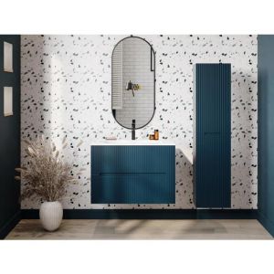 Colonne de salle de bain suspendu - 140 cm - strié bleu - PAVANI