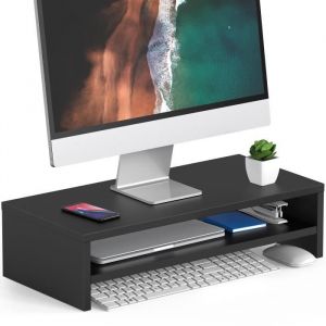 FITUEYES Réhausseur dÉcran en Bois Support dOrdinateurPCTVMoniteur Stand pour Bureau et Famille 54x255x14cm Noir DT205401WB