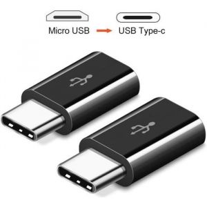 2PC Adaptateur USB Micro USB vers Type C avec OTG Connecteur USB pour Samsung s8 Huawei P10 et - Noir