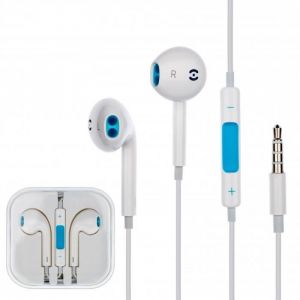 Ecouteurs stéréo Intra-auriculaires - Micro intégré - Jack 35mm - Filaire bleu/blanc