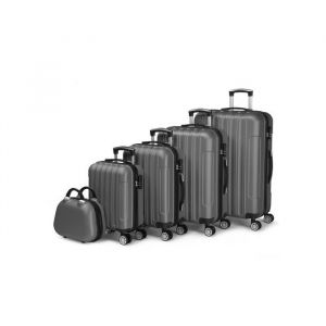 ALIGHTUP - Set de 5 Valise trolley portable 5 en 1 en ABS - 4 Valises + 1 Vanity -Gris Fonc&eacute;