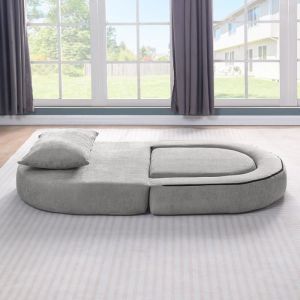 Canap&eacute;-lit compress&eacute; - Fauteuil-lit pliable - Oreiller inclus - Matelas convertible - 101x90x41 cm - 18 kg - Gris clair