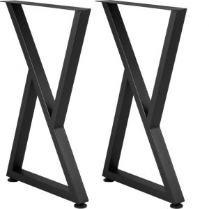 Pieds de Table en Métal-Duoku-711 x 457 cm-Lot de 2-Pieds Robustes pour Bureaux et Bancs-Fer Forgé-Finition Mate