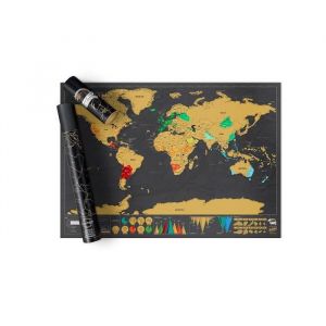 Carte du Monde &agrave; Gratter Deluxe Mappemonde &agrave; Gratter Luxe Carte de voyage D&eacute;tails reliefs du monde