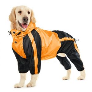 M-Imperm&eacute;able pour chien &agrave; 4 pattes avec capuche poncho imperm&eacute;able ajustable pour animaux de compagnie v&ecirc;tement de pluie anti-nm