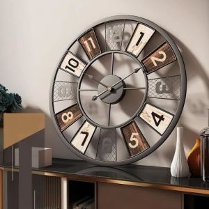 Horloge Murale &Oslash; 60CM Design Moderne Pendule Murale Grande Horloge Murale Vintage Cuisine Industrielle Orloge Deco Salon