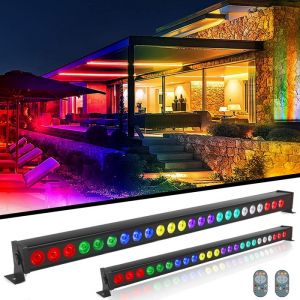 Barre &agrave; LED - JAJALUYA DMX 24 LED RVB - 24 x 3W Avec T&eacute;l&eacute;commande - Pack de 2