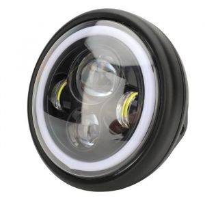 Dilwe phare LED de moto avec boîtier Phare LED Rond Phare LED de Moto de 7 Pouces à Dissipation Thermique Lampe auto clignotante