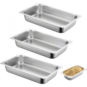 Lot De 3 Bac Inox Alimentaire Plat Four Rectangulaire 32.5 * 17.5 * 6.5 Cm Plats À Four En Acier Inoxydable Plat Four Rectang