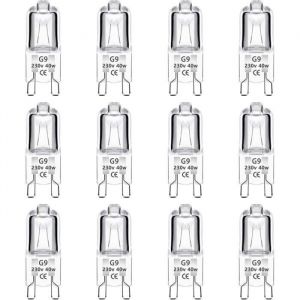 Lot de 12 Ampoules Halogne G9 40W Dimmable 480LM Blanc Chaud 2700K Pour Lustres et clairage