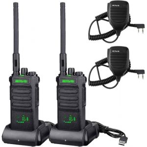 Retevis RT86 Talkie Walkie Professionnel Talkie Walkie Longue Portée avec Micro Haut-Parleur 2600mAh Charge USB pour Logistique