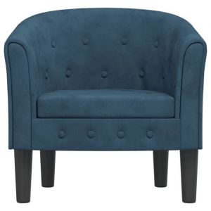 Fauteuil Salon Fauteuil cabriolet Relax bleu fonc&eacute; velours S1411