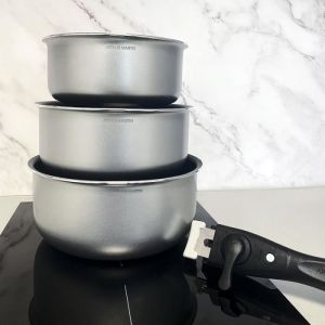 Casseroles - Arthur Martin - AM120 - Set de 3 - Poign&eacute;e amovible - Anti-adh&eacute;sif - Tous feux