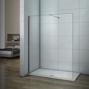 Aica paroi de douche 100cm &agrave; litalienne paroi de douche en 8mm verre anticalcaire avec barre de fixation 90cm