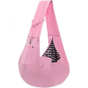 Sac de Transport R&eacute;versible pour Petit Chien et Chat Sac &agrave; Dos et Bandouli&egrave;re avec Poche Rose