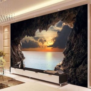 Papier Peint paysage de grotte couloir mural 3D TV arrière-plan mur sticker salon papier peint poster 400*280cm