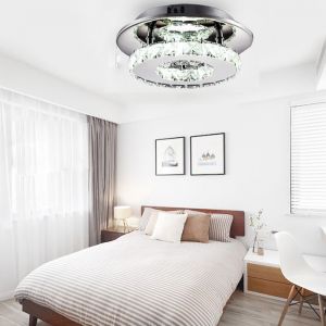 SNOGOLD Plafonnier LED Cristal Moderne Plafonnier 12W Rond Ø20*H7cm en Acier Inoxydable pour Salon Chambre Lumières Blanche Froide