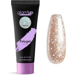 GlamUp - Polygel semi-permanent longue durée Paillettes AB