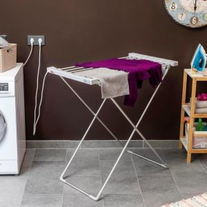 Étendoir à Linge Chauffant Électrique Pliable - Séchoir à Linge Interieur Electrique - Sèche Linge Electrique Pliable 120 W