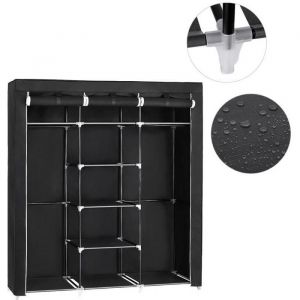 Garde-Robe transportable Armoire de Rangement Penderie en Tissu intissé avec Portes coulissantes Noir