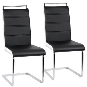 MIPAN.Lot de 2 Chaise de salle &agrave; manger（Noir et blanc) - PU Scandinave - Pour Salle &agrave; Manger Salon Chambre &agrave; Coucher