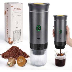 Cafetière Portable Espresso 3 En 1 Machine à Café Nomade à Batterie 2500mAh*3 USB Rechargeable Compatible Capsules Nespresso