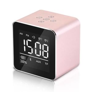 Enceinte Bluetooth LED Miroir Dual Alarm&eacute; Bakeey V9 Mini - Rose Or