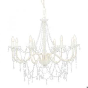 BONNIE&reg;Lustre avec perles Blanc 8 ampoules E14 - Lustre Salonchambre cuisine EU8035550