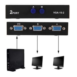 2 en 1 sortie VGA Switcher Splitter Data Synchronisation VGA Monitor Switch VGA Splitter-CET