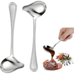 2Pcs CuillèRe à SauceLouche CuisineCuisine Inox avec Bec VerseurLouche Bec VerseurLouche InoxCuillère Sauce à Long Manche