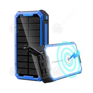 INN Batterie externe 20000mah 5w chargeur solaire portable chargement sans fil avec 4 usb sorties et 2 entrée avec lumière de