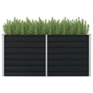 Jardinière surélevée - OVONNI - 160x80x77 cm - Acier galvanisé - Gris anthracite